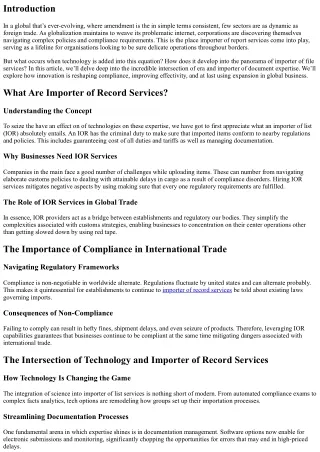 The Intersection of Technology and Importer of Record Services