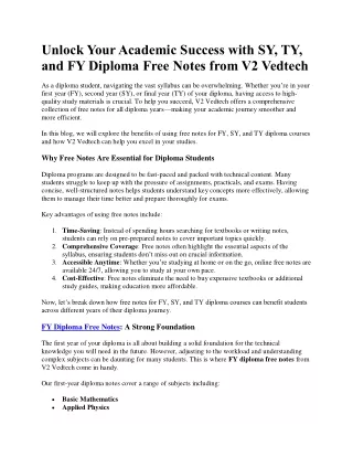 Unlock Your Academic Success with Diploma free notes