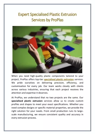 Expert Specialised Plastic Extrusion Services by ProPlas