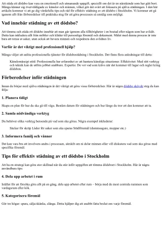 Tips för effektiv städning av ett dödsbo i Stockholm