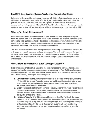 Full Stack Developer Classes