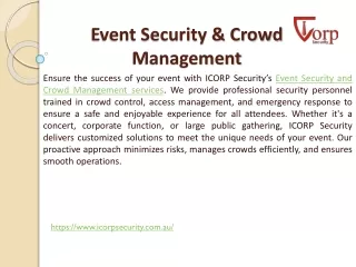 Event Security & Crowd Management - ICORP Security