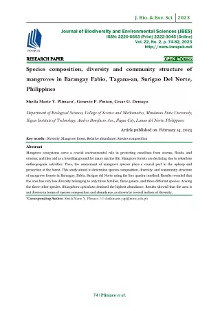 Species composition, diversity and community structure of mangroves in Barangay
