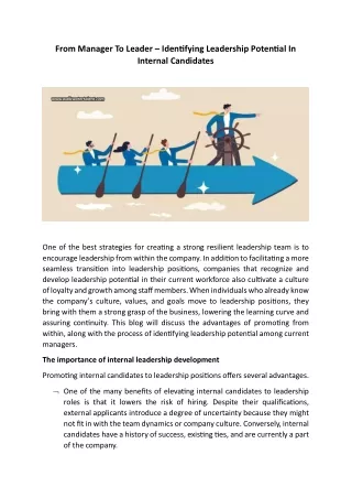 From Manager To Leader — Identifying Leadership Potential In Internal Candidates