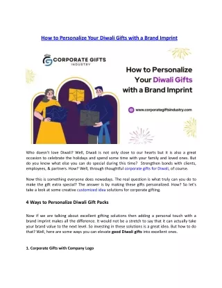 How to Personalise Your Diwali Gifts with a Brand Imprint