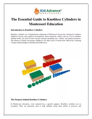 The Essential Guide to Knobless Cylinders in Montessori Education