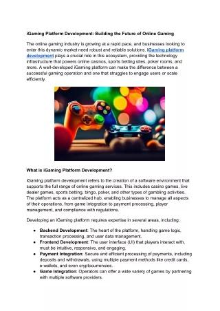 iGaming Platform Development: Building the Future of Online Gaming