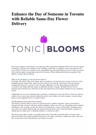 Tonic Blooms Toronto
