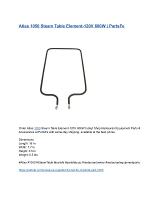 Atlas 1050 Steam Table Element-120V 600W _ PartsFe