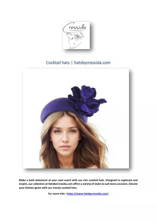 Cocktail hats | hatsbycressida.com