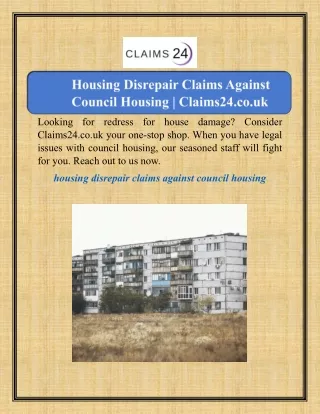 Housing Disrepair Claims Against Council Housing | Claims24.co.uk