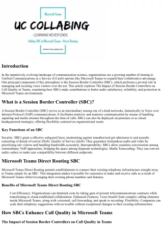 The Impact of Session Border Controllers on Call Quality in Teams