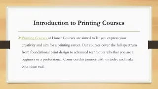 Introduction to Printing Courses