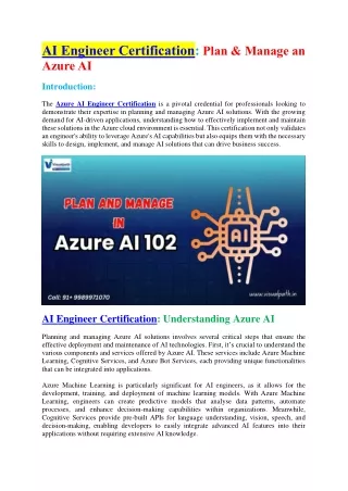 Microsoft Azure AI Engineer Training - Ai 102 Certification
