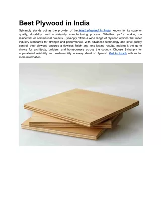 Best Plywood in India