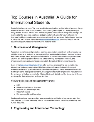 Best Courses to Study in Australia: Top Fields and Universities