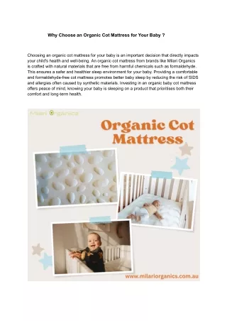Why Choose an Organic Cot Mattress for Your Baby _