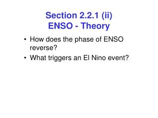 Section 2.2.1 (ii) ENSO - Theory
