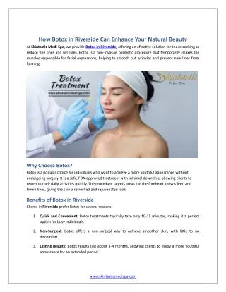 How Botox in Riverside Can Enhance Your Natural Beauty