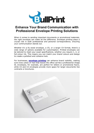 Enhance Your Brand Communication with Professional Envelope Printing Solutions