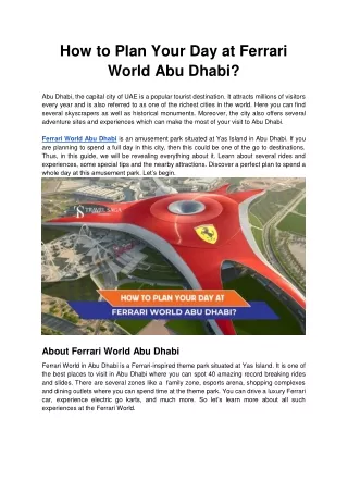 How to Plan Your Day at Ferrari World Abu Dhabi?