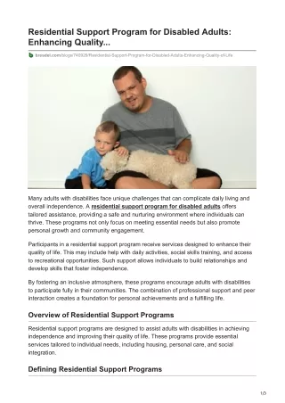 Residential Support Program for Disabled Adults Enhancing Quality