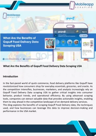 What Are the Benefits of Gopuff Food Delivery Data Scraping USA