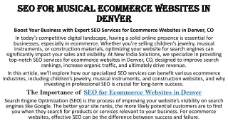 (01) SEO for musical Ecommerce websites in Denver