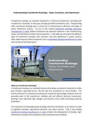 Understanding Transformer Bushings Types, Functions, and Importance