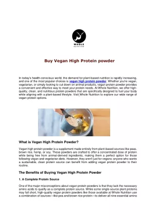 Buy Vegan High Protein Powder for Optimal Plant-Based Nutrition