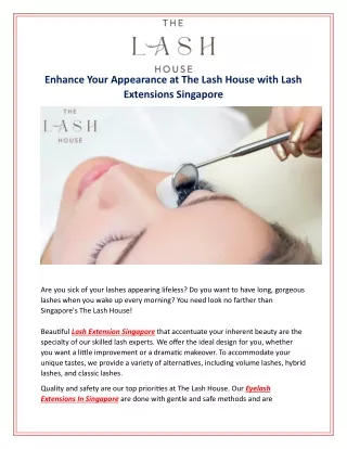 Enhance Your Appearance at The Lash House with Lash Extensions Singapore