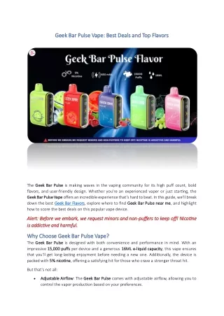 Geek Bar Pulse Vape Best Deals and Top Flavors