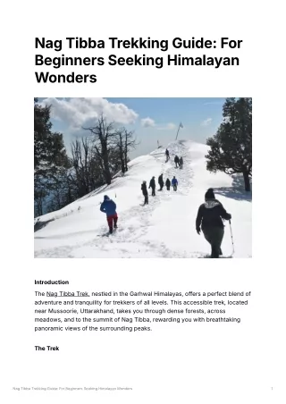 Nag Tibba Trekking Guide: For Beginners Seeking Himalayan Wonders