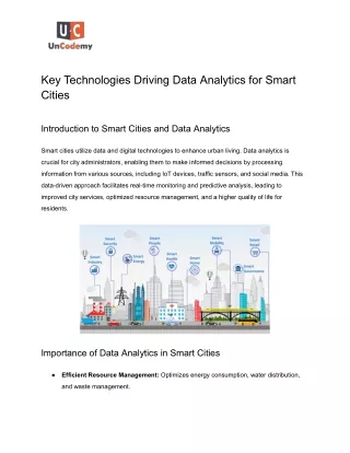 Key Technologies Driving Data Analytics for Smart Cities