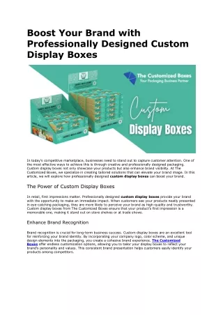 Boost Your Brand with Professionally Designed Custom Display Boxes