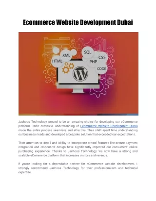 Ecommerce Website Development Dubai