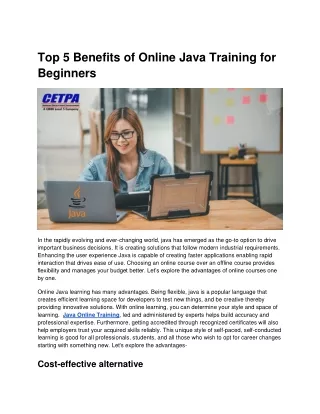 Top 5 Benefits of Online Java Training for Beginners