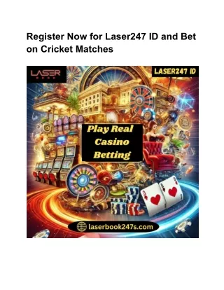 Register Now for Laser247 ID and Bet on Cricket Matches