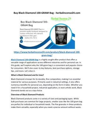 Buy Black Diamond 100-GRAM Bag - herbalincense24.com