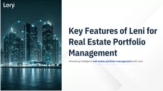 Key Features of Leni for Real Estate Portfolio Management