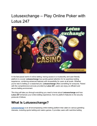 Lotusexchange – Play Online Poker with Lotus 247