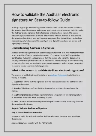 How to validate the Aadhaar electronic signature An Easy-to-follow Guide