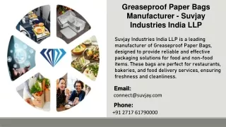 Greaseproof Paper Bags Manufacturer - Suvjay Industries India LLP