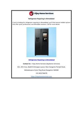 Refrigerator Repairing in Ahmedabad