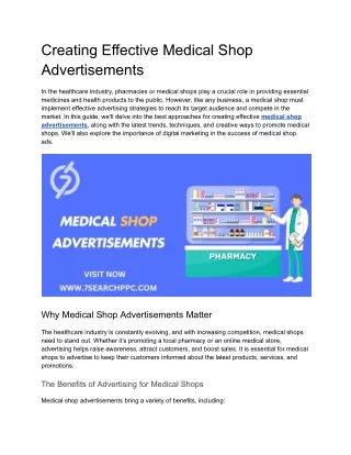 Creating Effective Medical Shop Advertisements