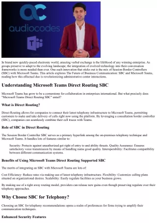 The Future of Business Communication: SBC and Microsoft Teams