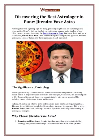 Discover Insights with the Best Astrologer in Pune – Jitendra Vaze Astro