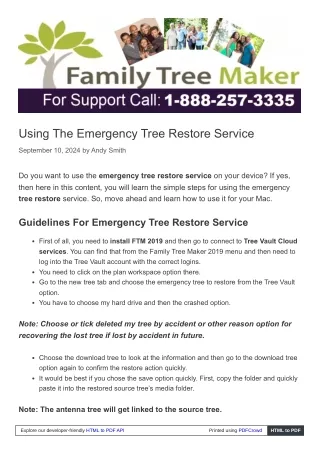 Emergency Tree Restore Service