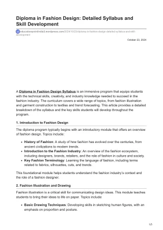 educationpointindia3.wordpress.com-Diploma in Fashion Design Detailed Syllabus and SkillnbspDevelopment