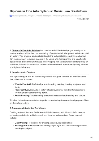 educationpointindia3.wordpress.com-Diploma in Fine Arts Syllabus CurriculumnbspBreakdown